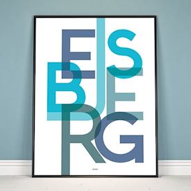 Plakat - "Bynavn" - Esbjerg - Blå