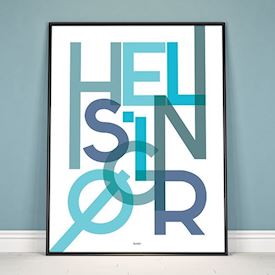 Plakat - "Bynavn" - Helsingør - Blå