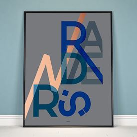 Plakat - "Bynavn" - Randers - Grå