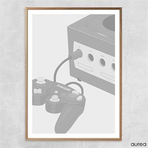 Nintendo Gamecube plakat i egetræsramme