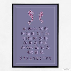 abc plakat med pigefarver, alfabetplakat