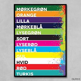 Plakat med de forskellige farver, lær farverne