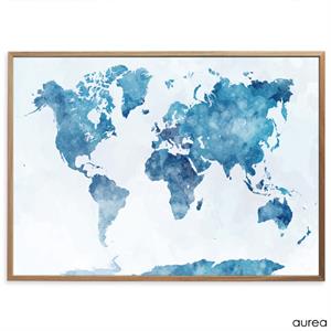 Plakat - Verdenskort - Effekt, blå