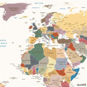 Plakat verdenskort i farver, klassisk