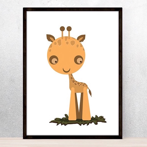 Farveladedyr Plakat - Giraf 30x40 cm.