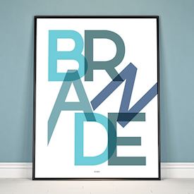 Plakat - "Bynavn" - Brande - Blå