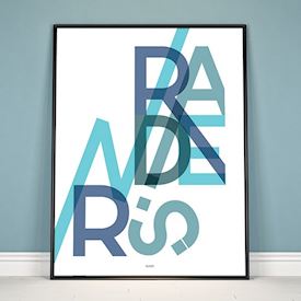 Plakat - "Bynavn" - Randers - Blå