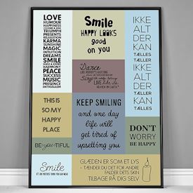 Plakat med citater om glæde, farver