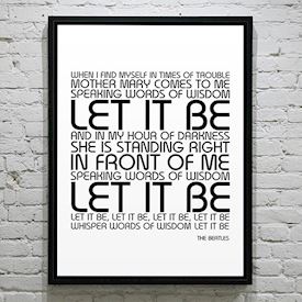 Plakat med Sangtekst - Let it Be