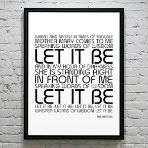 Plakat med Sangtekst - Let it Be
