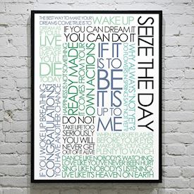 Plakat med Citatcollage - Seize the Day - colours