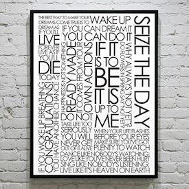 Plakat med Citatcollage - Seize the Day