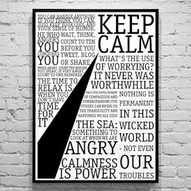 Plakat med Citatcollage - Keep calm - sort/hvid