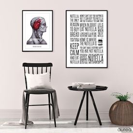sort/hvid plakat med citater om nutella, til hjemmet