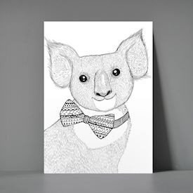 Postkort A5 - Koalabjørn med butterfly
